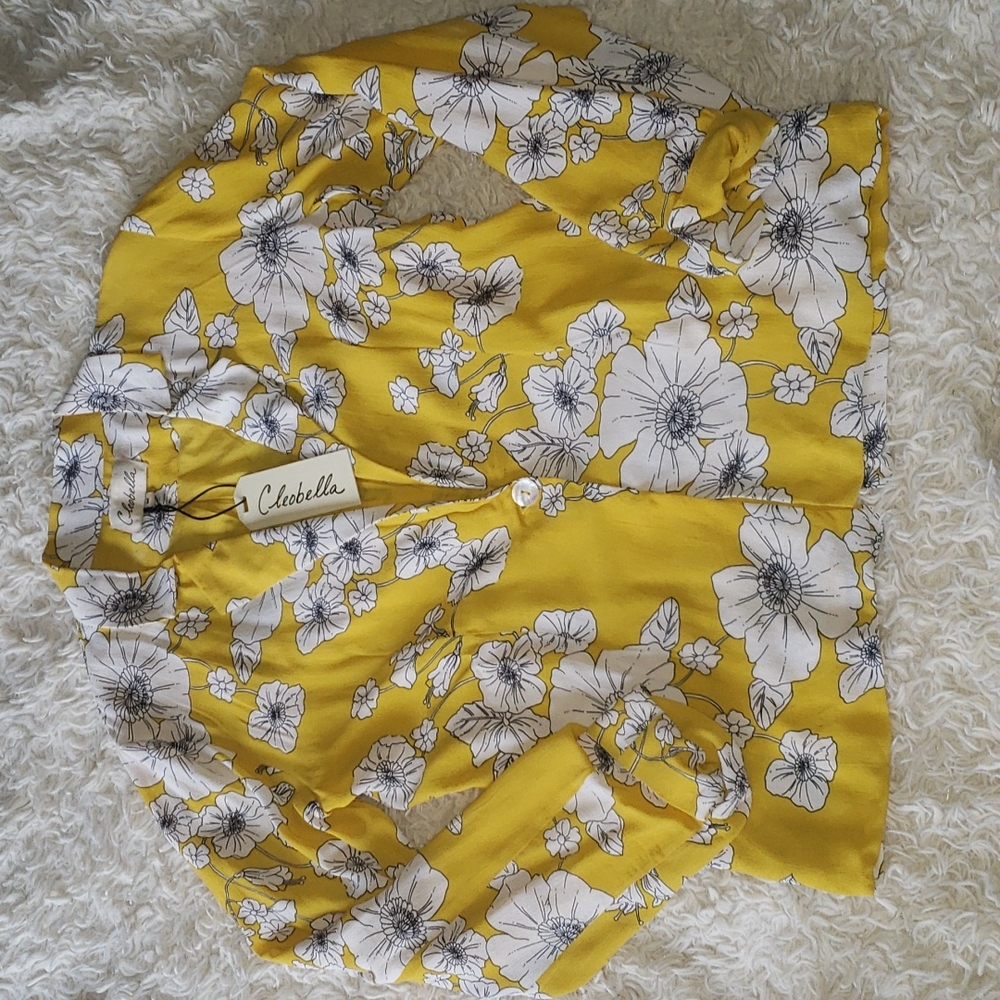 Cleobella Yellow & White Floral Button Jacket / Blazed Medium  nwt - Picture 2 of 8
